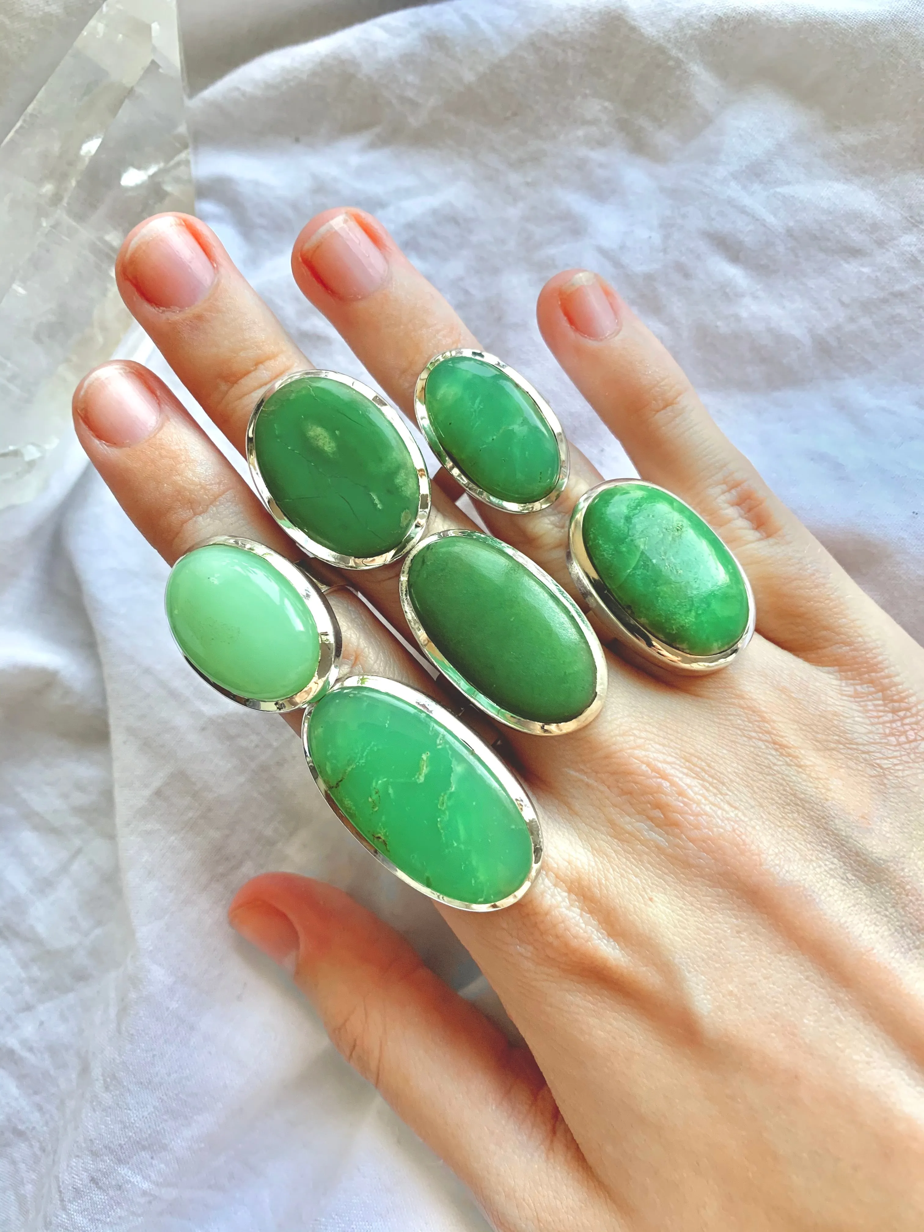 Chrysoprase Naevia Ring - Oval